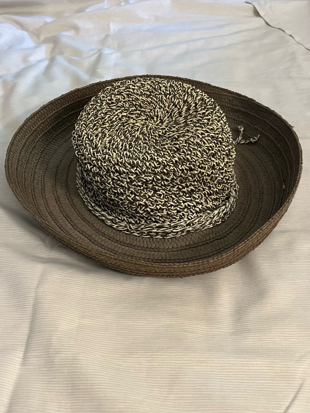 Sun Hat Two-Tone Brown and Cream Braided